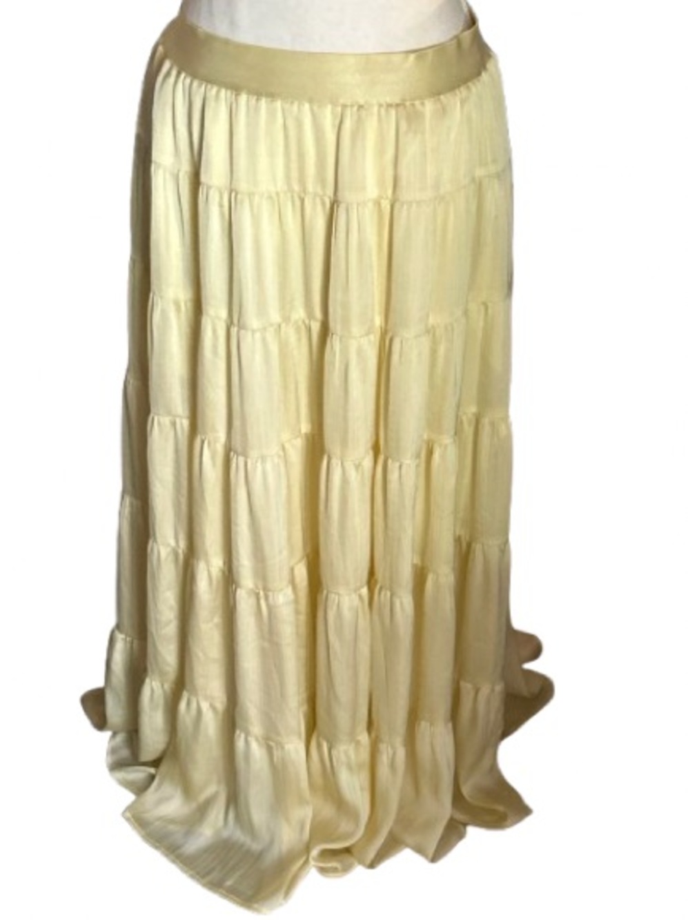 Butter Yellow Anthropologie Tiered Petticoat Skirt Peasant Large Maxi Designer